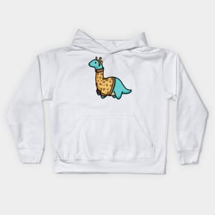 Cute Long Neck Dressed As Giraffe, Dinosaurus. Kids Hoodie